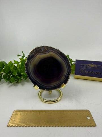 Dyed Blue Agate Slice |Silver Edge| (Opt A)