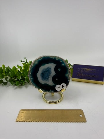 Dyed Blue Agate Slice |Silver Edge| (Opt F)