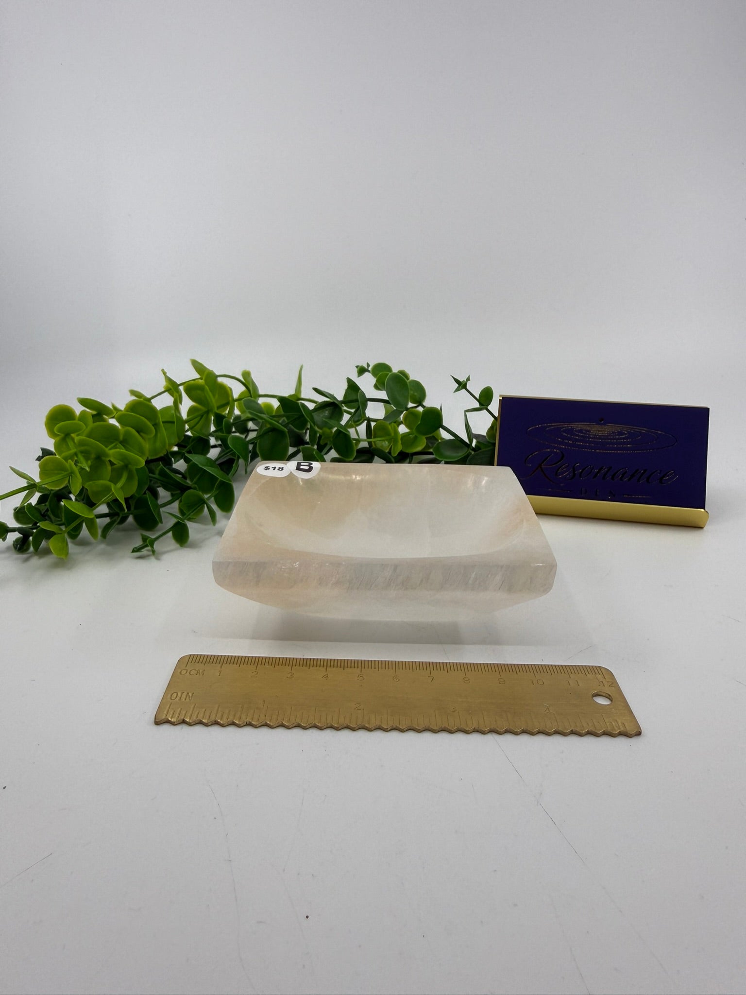 Peach Selenite Trinket Dish (Opt B)