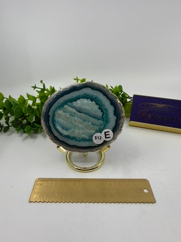 Dyed Blue Agate Slice |Silver Edge| (Opt E)