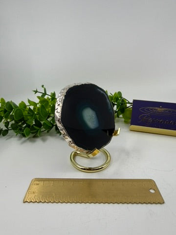 Dyed Blue Agate Slice |Silver Edge| (Opt D)