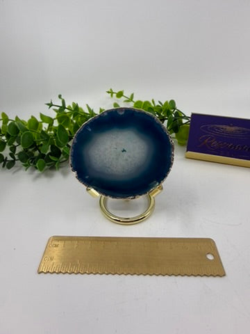Dyed Blue Agate Slice |Silver Edge| (Opt B)