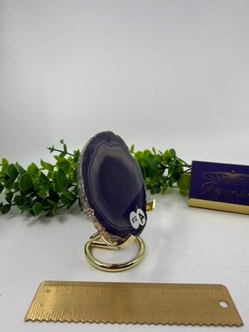 Dyed Blue Agate Slice |Silver Edge| (Opt A)