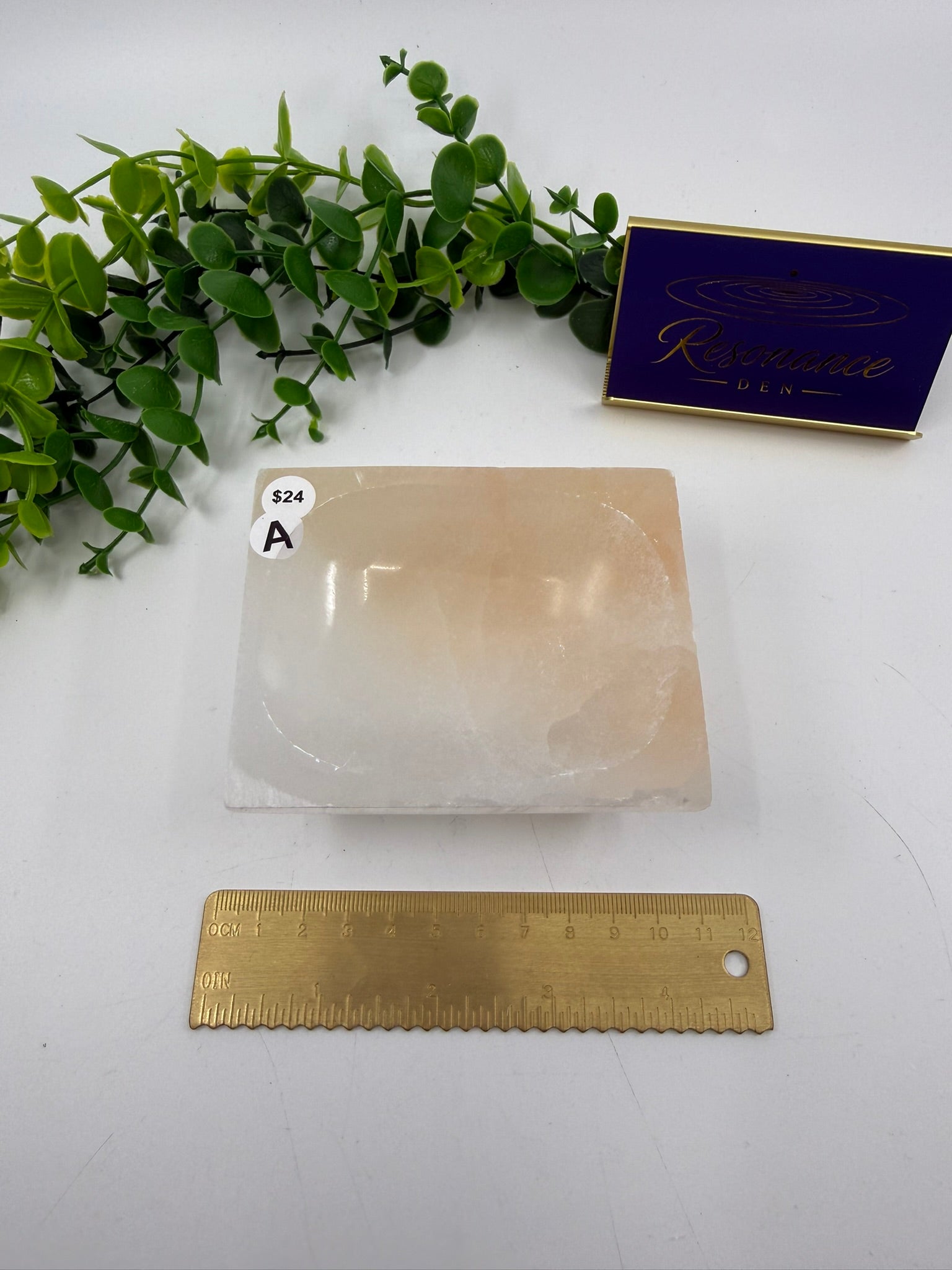 Peach Selenite Trinket Dish (Opt A)