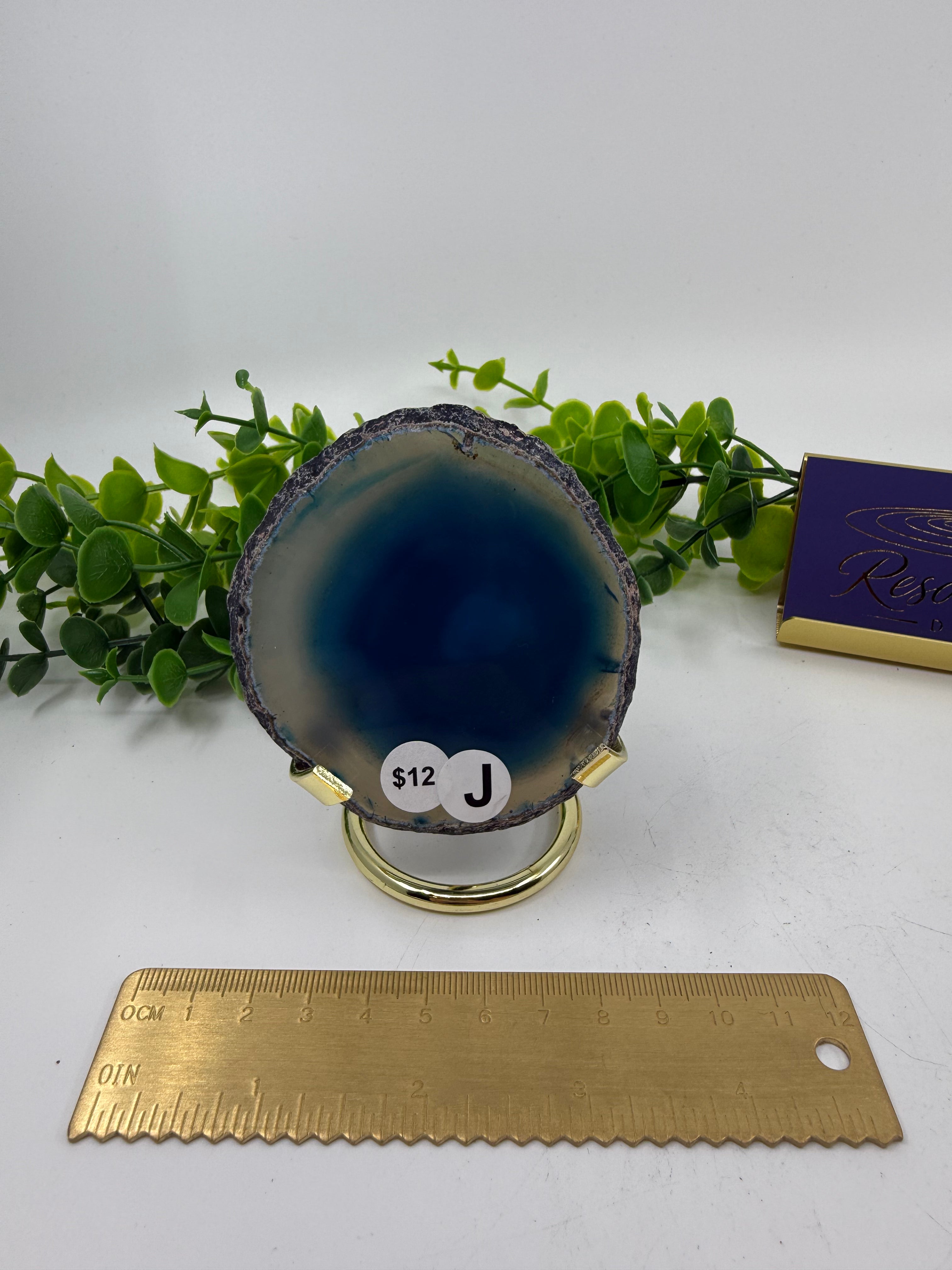 Dyed Blue Agate Slice (Opt J)