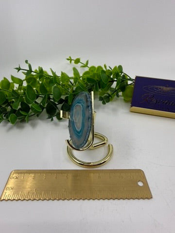 Dyed Blue Agate Slice (Opt F)