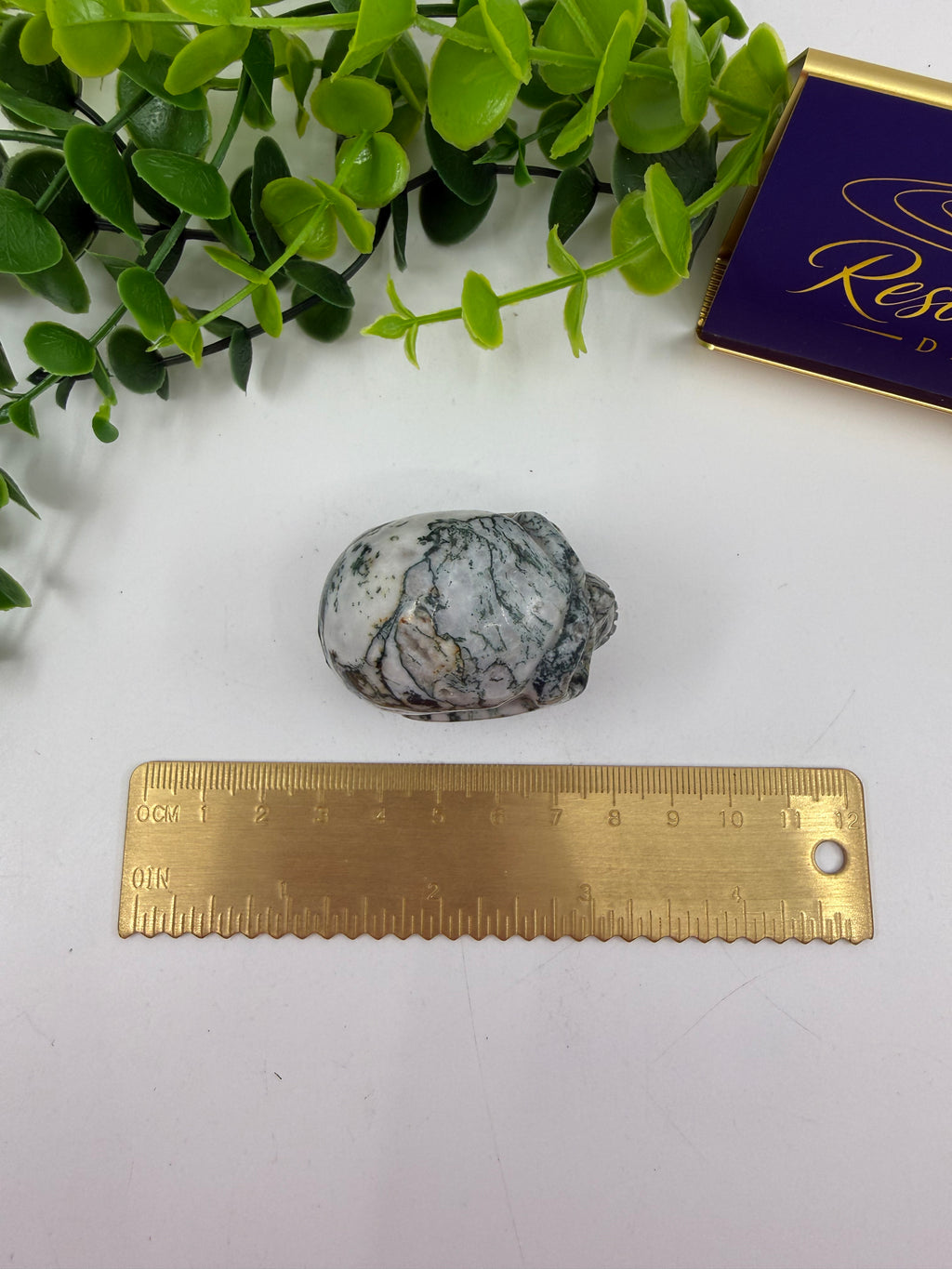 Moss Agate Mini Skull