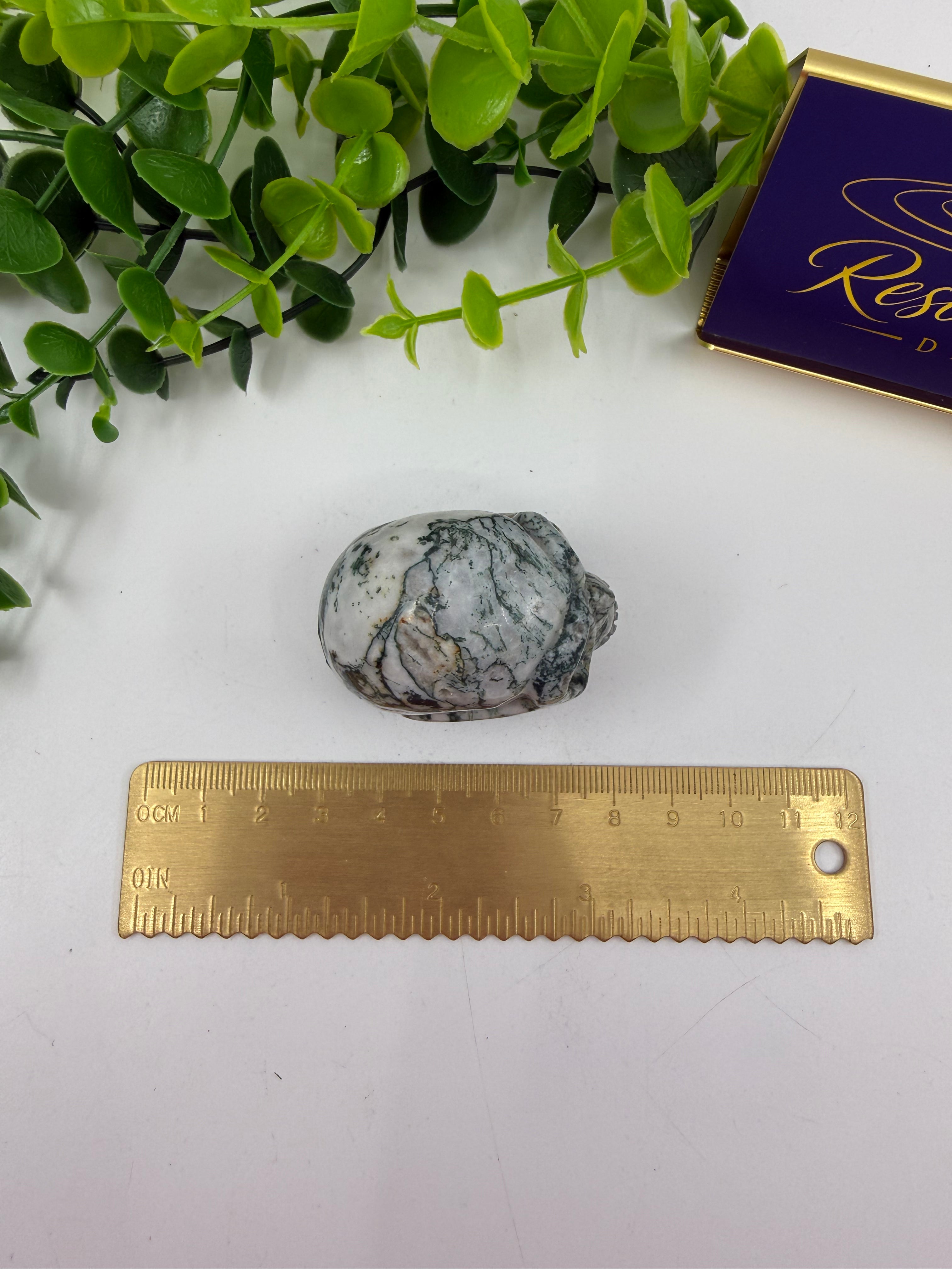 Moss Agate Mini Skull