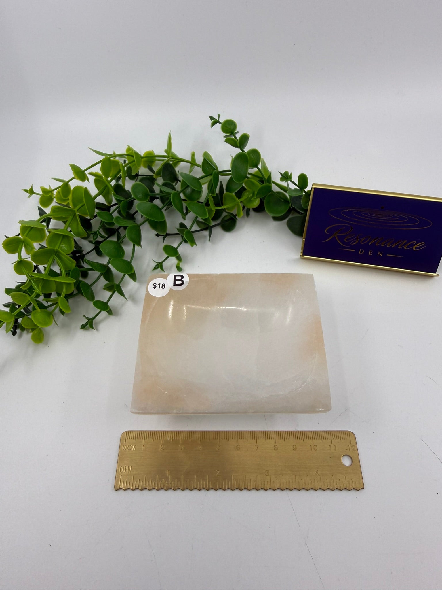 Peach Selenite Trinket Dish (Opt B)