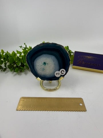 Dyed Blue Agate Slice |Silver Edge| (Opt C)