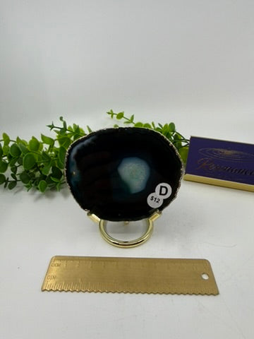 Dyed Blue Agate Slice |Silver Edge| (Opt D)