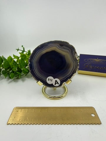 Dyed Blue Agate Slice |Silver Edge| (Opt A)