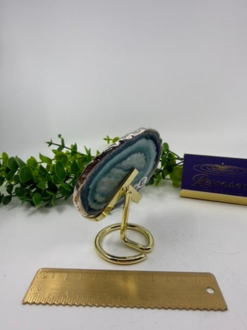 Dyed Blue Agate Slice |Silver Edge| (Opt E)