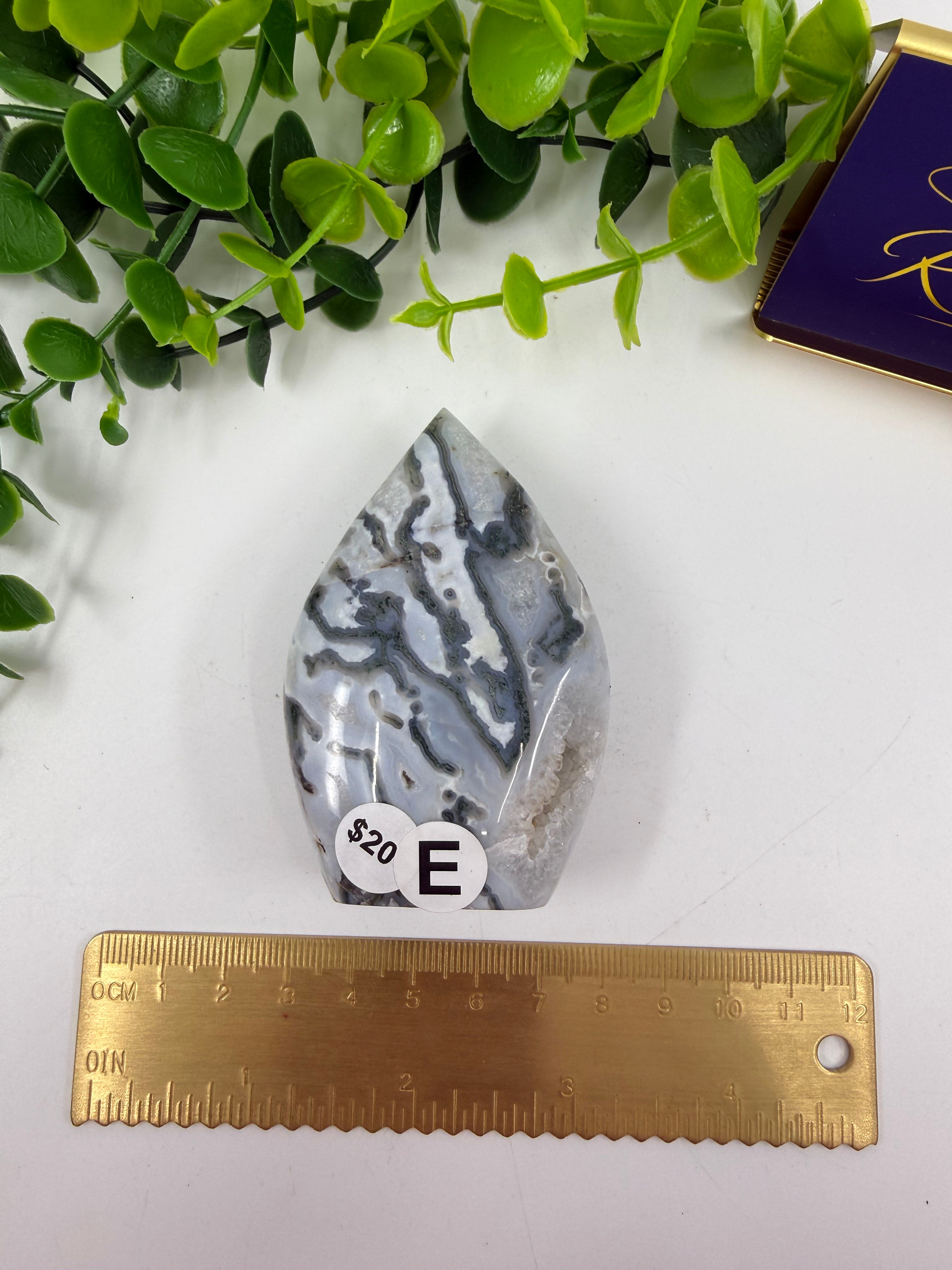 Moss Agate Freeform Flame (Opt E)