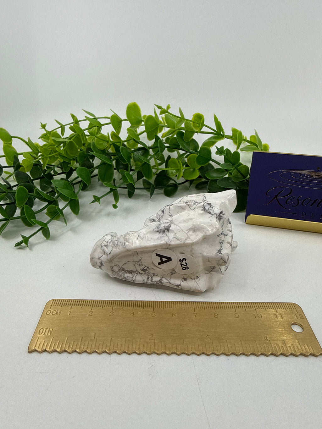White Howlite Dragon Head Carving (Opt A)