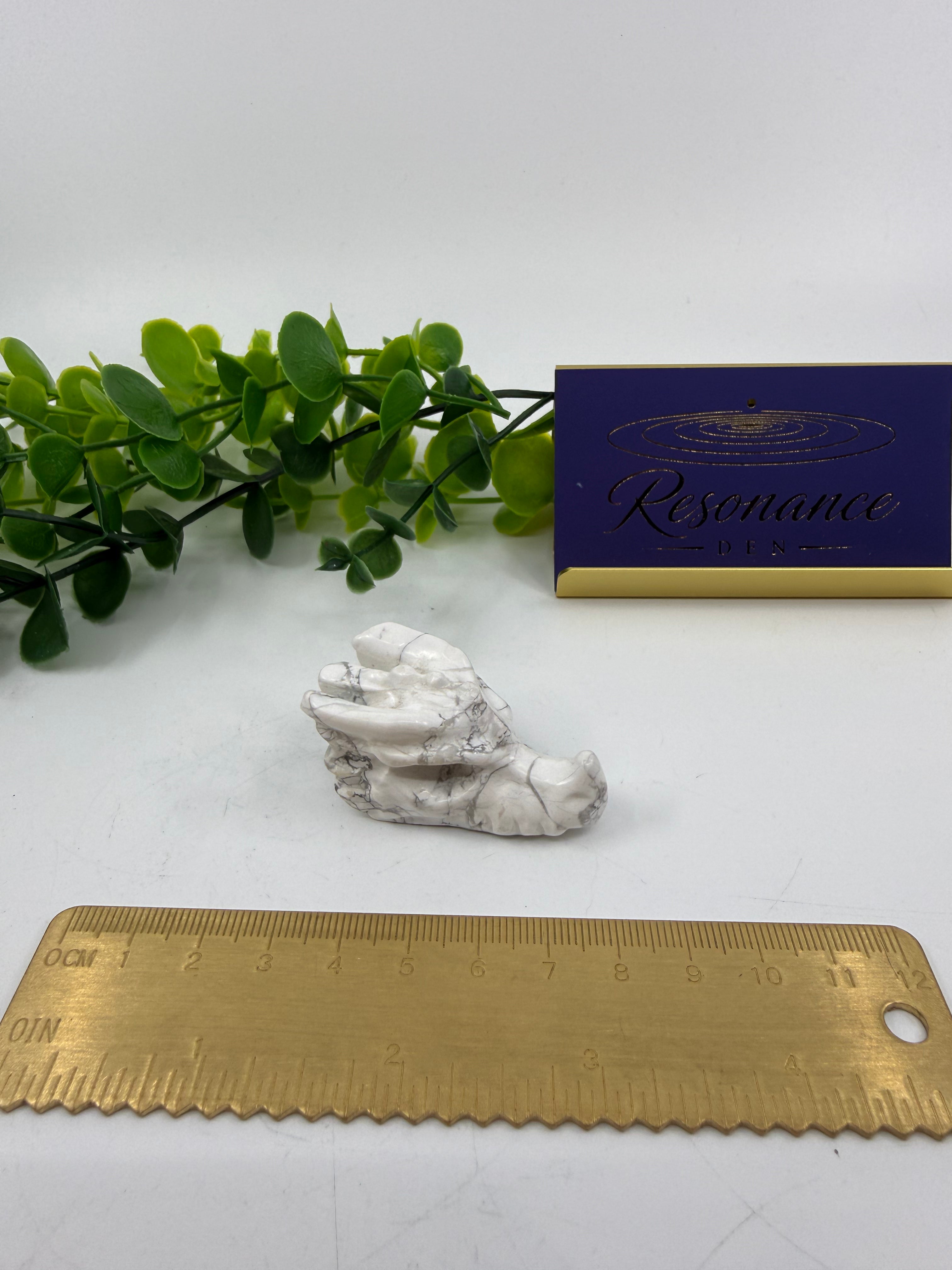 White Howlite Mini Dragon Head Carving (Opt D)