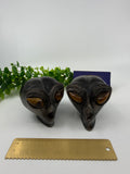 Silver Sheen Obsidian | with Tigers Eye | Alien Head Carving