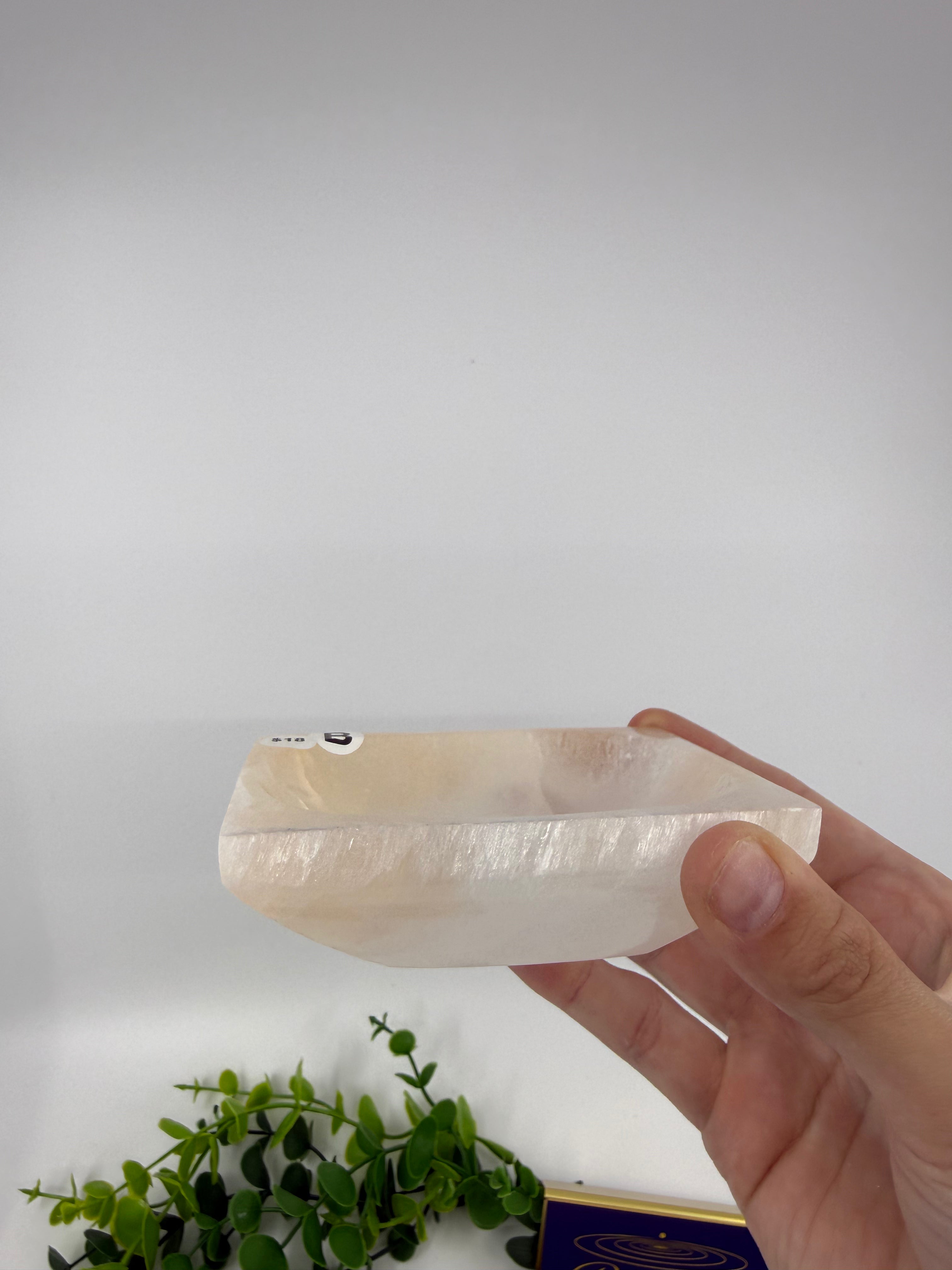 Peach Selenite Trinket Dish (Opt B)