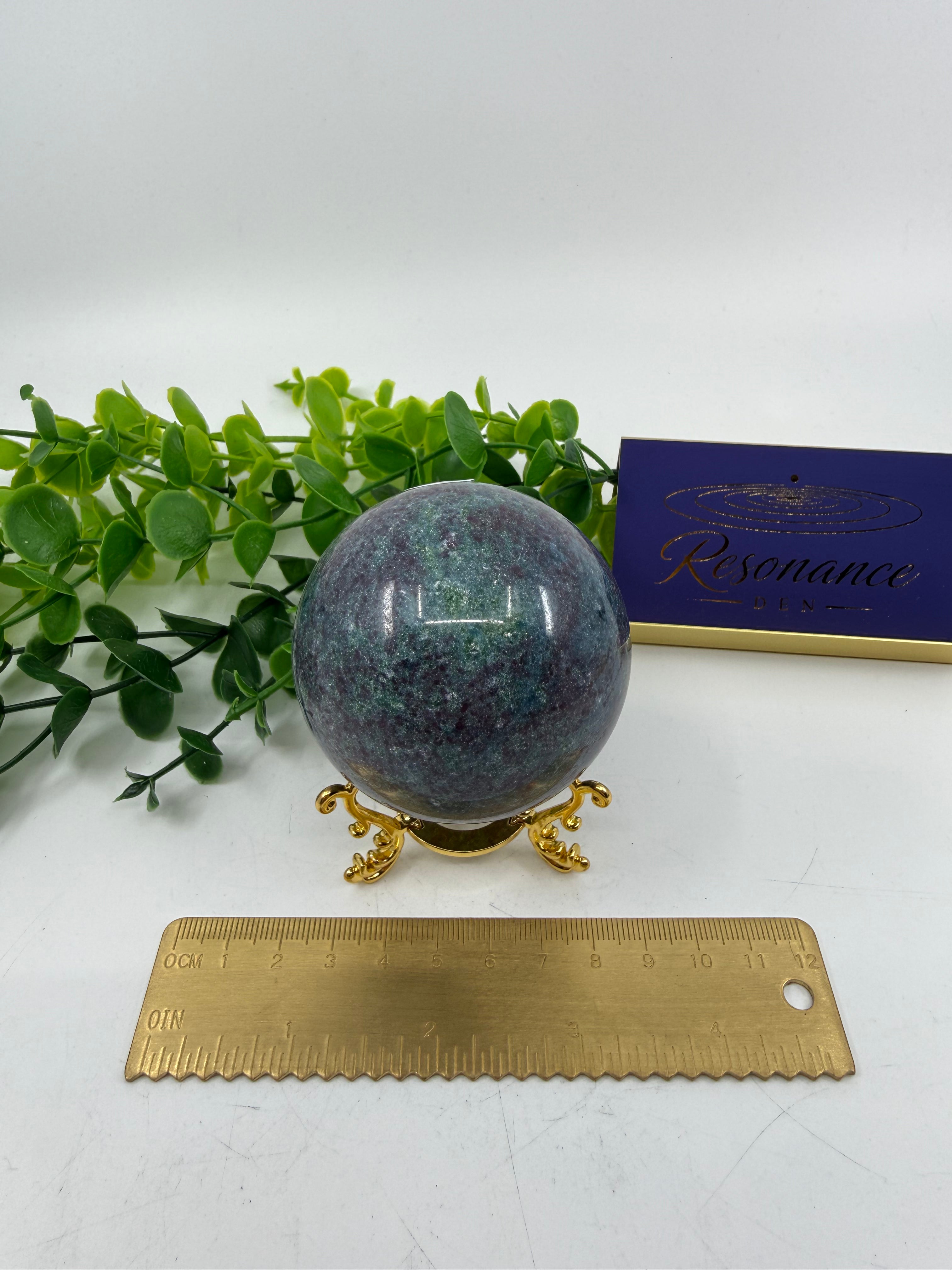 Ruby Fuchsite in Kyanite Sphere (Opt B)