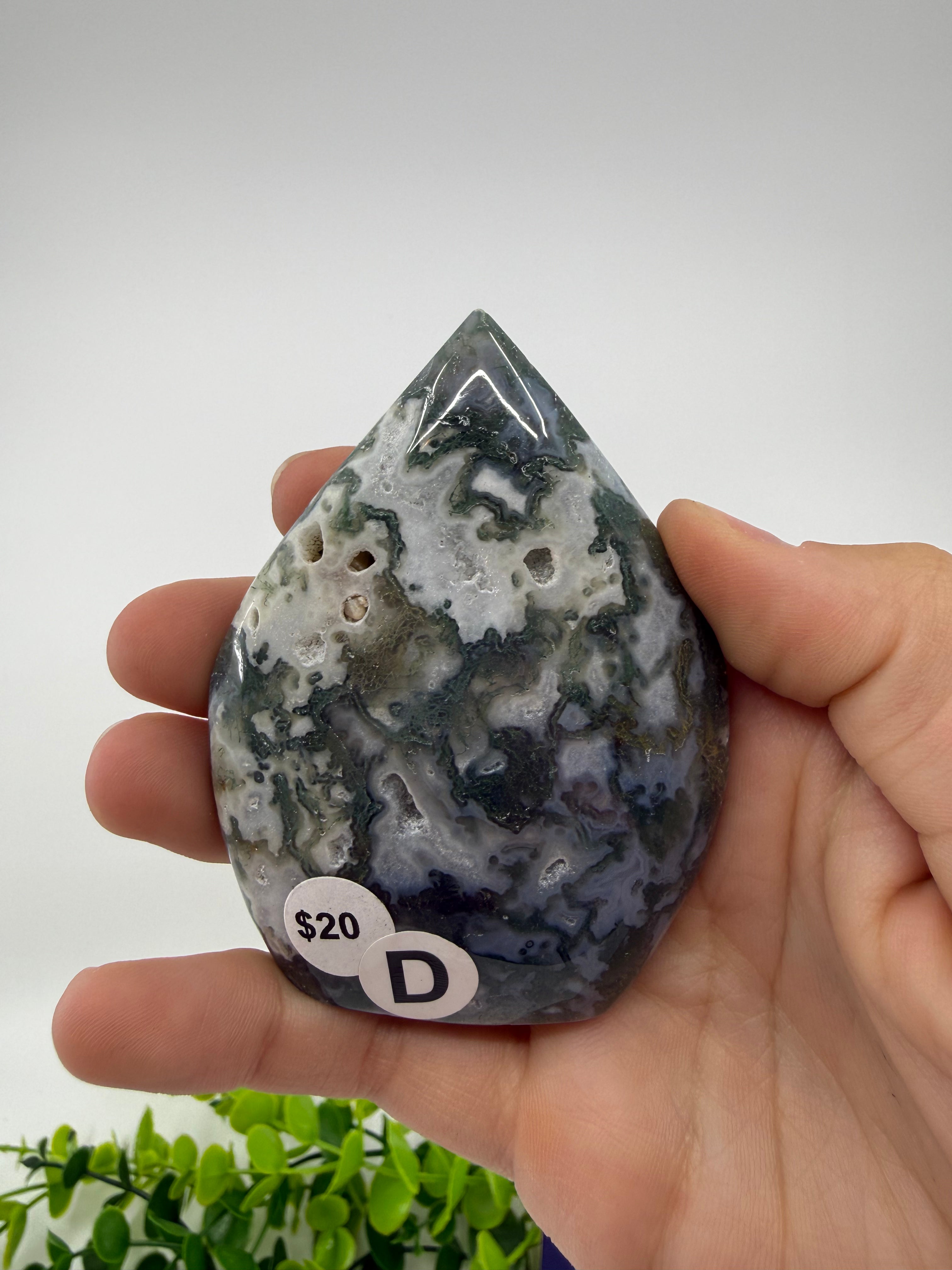 Moss Agate Freeform Flame (Opt D)