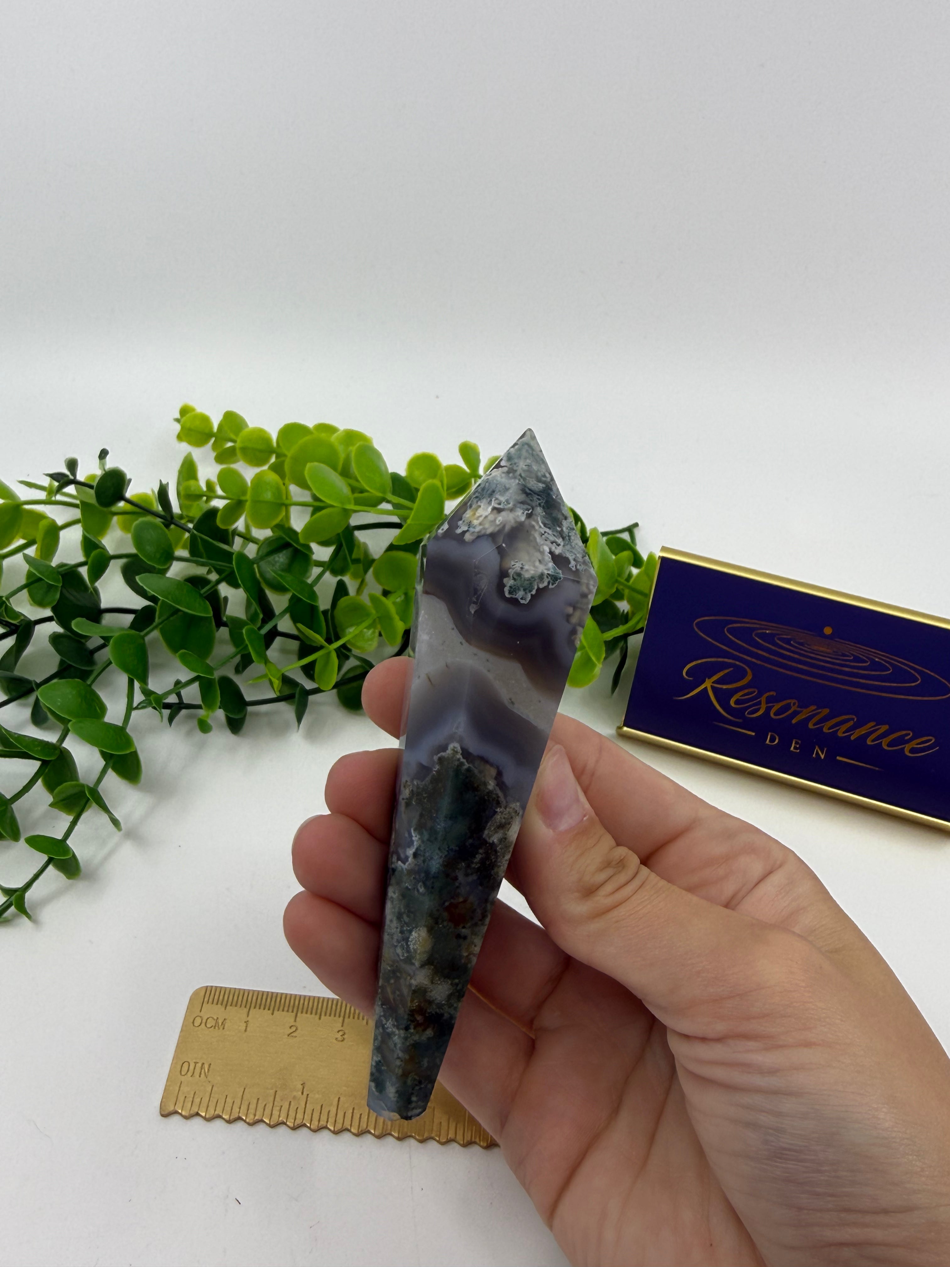 Moss Agate Pointed Wand