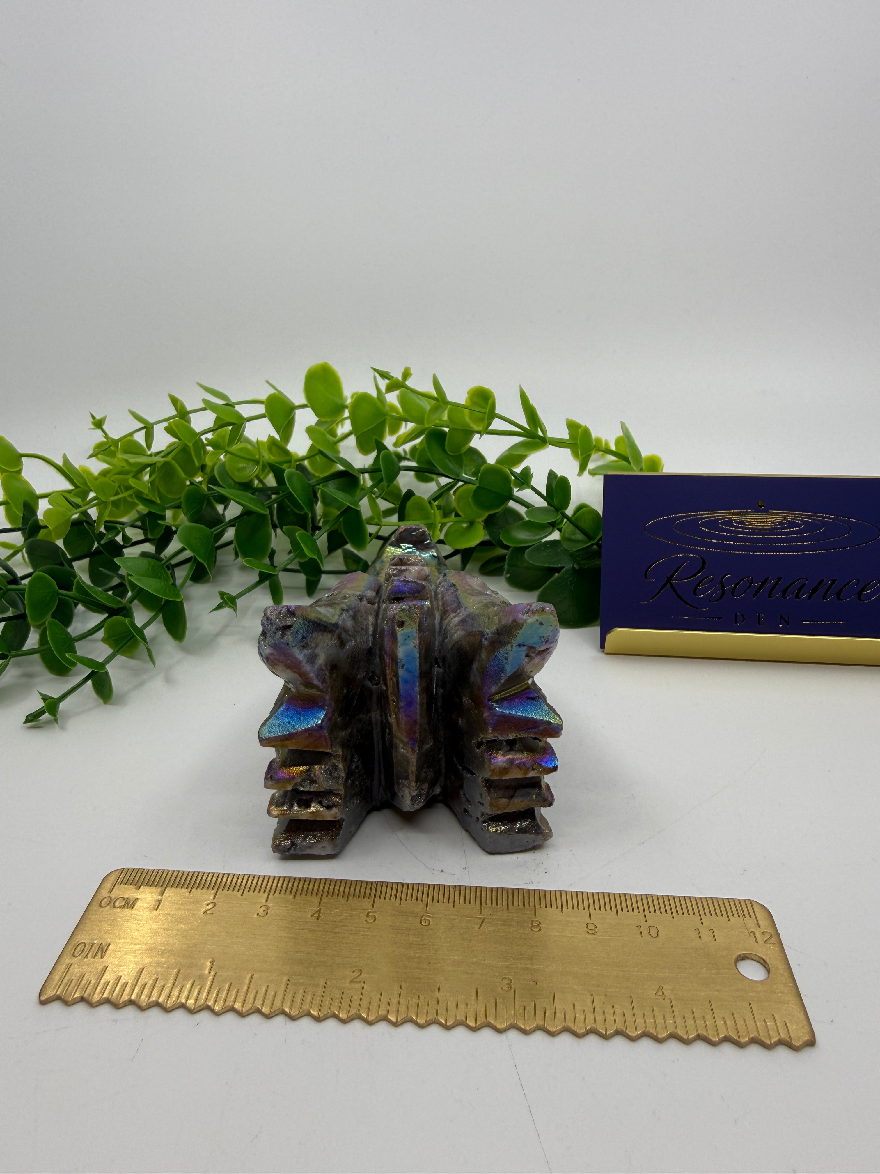Rainbow Aura Sphalerite Dragon's Head Carving (Opt A)