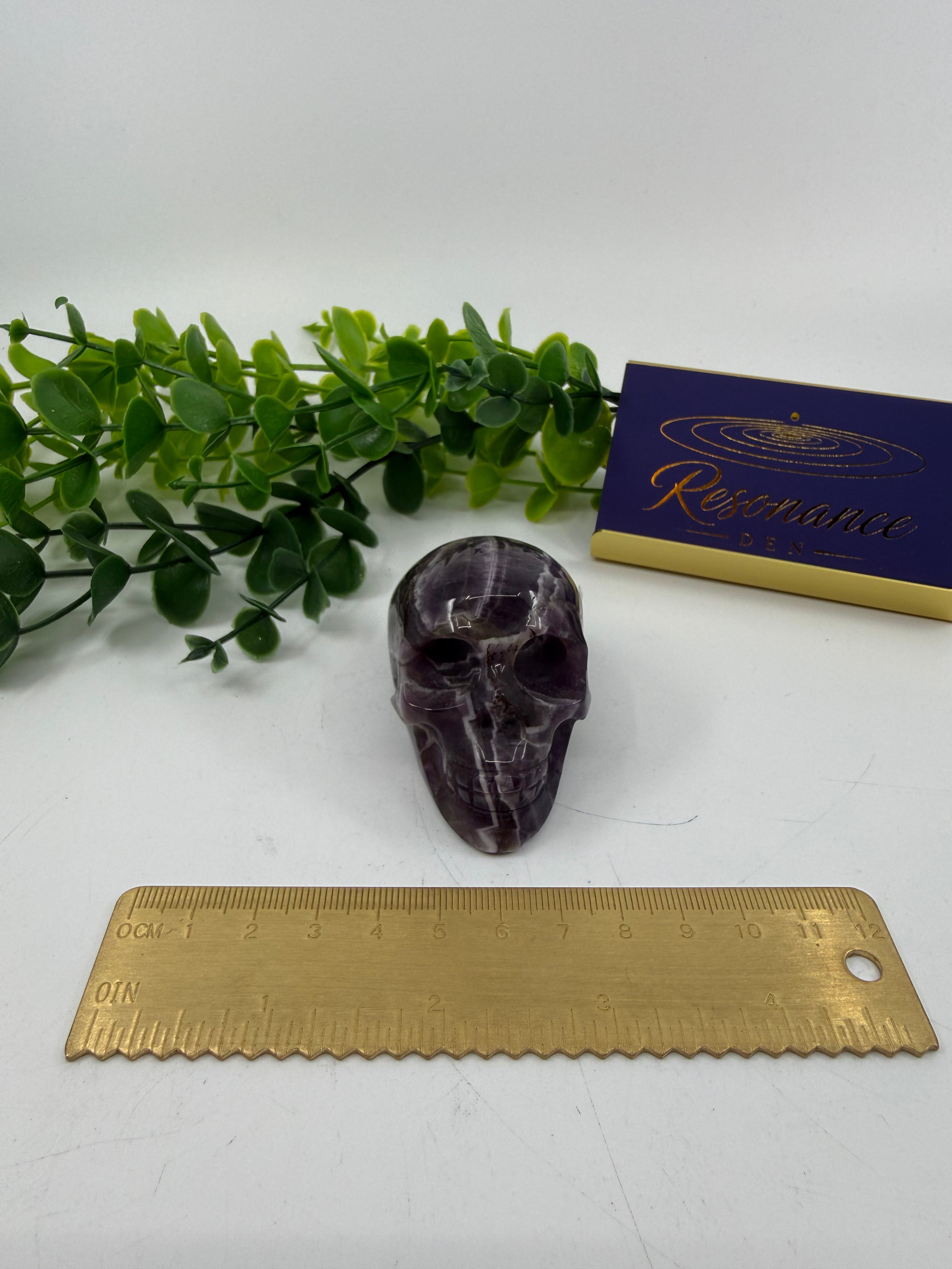 Chevron Amethyst Skull Carving (Opt B)