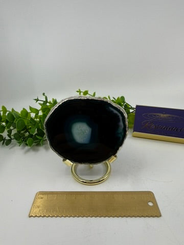 Dyed Blue Agate Slice |Silver Edge| (Opt D)