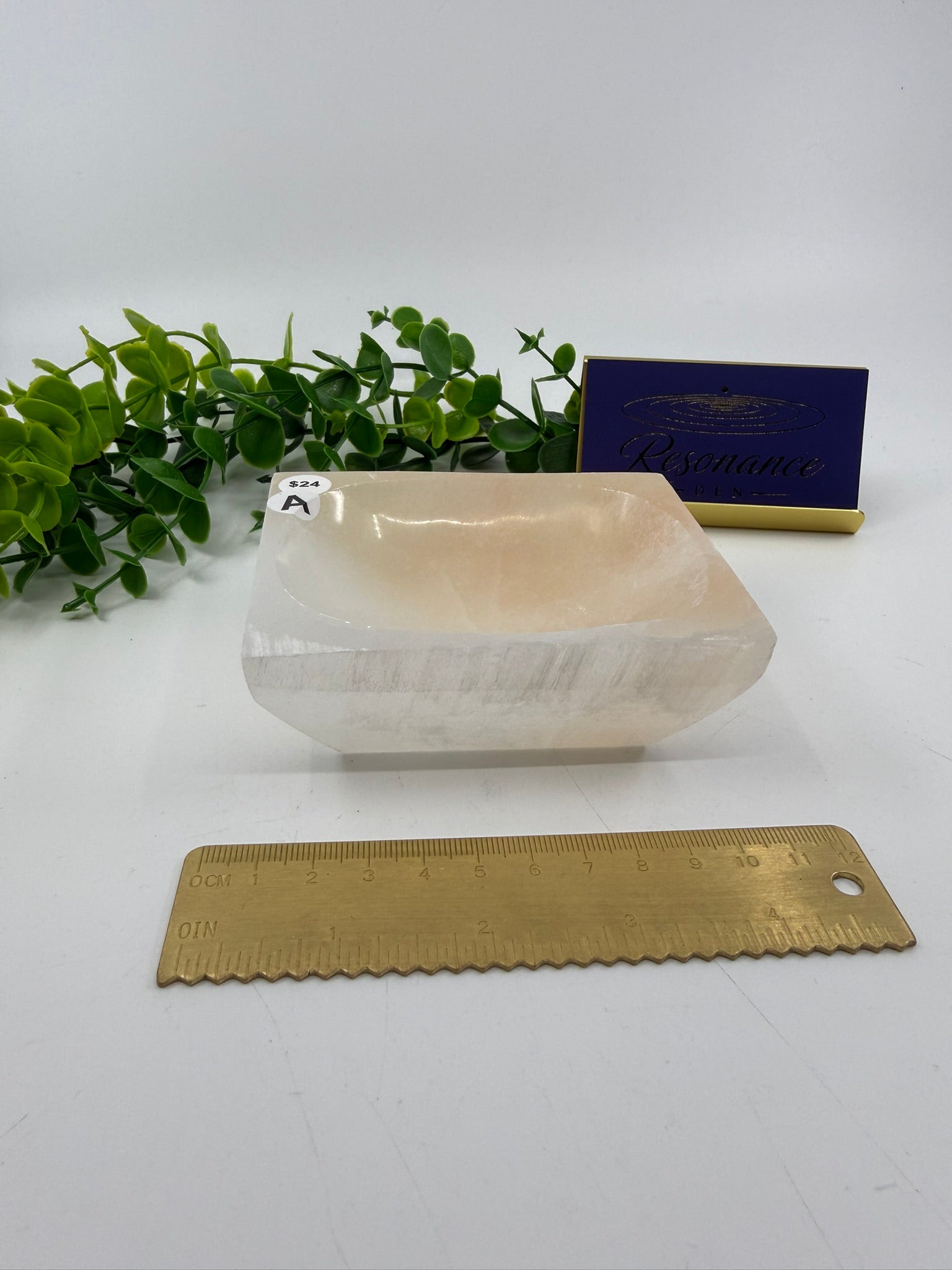Peach Selenite Trinket Dish (Opt A)