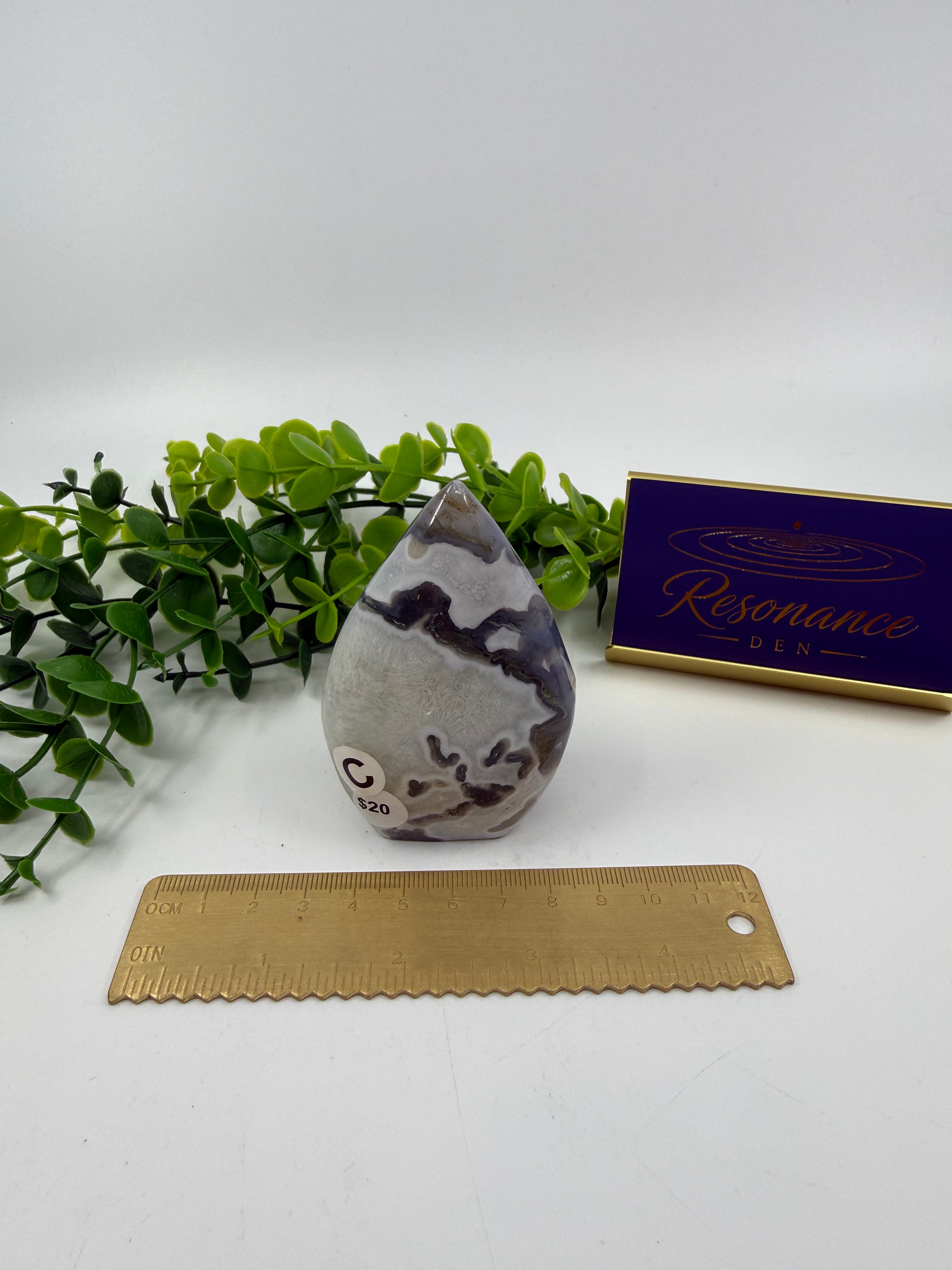 Moss Agate Freeform Flame (Opt C)