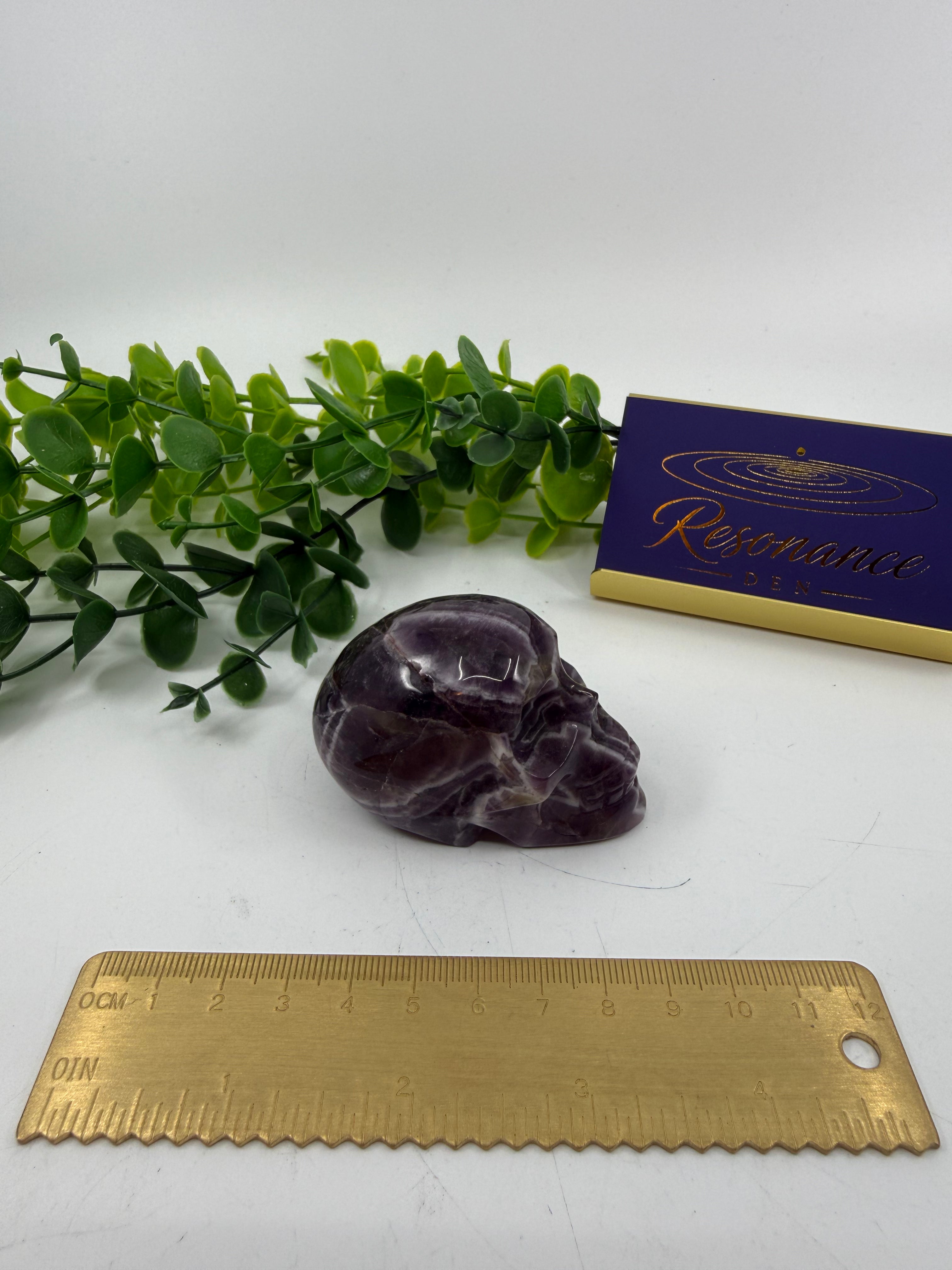 Chevron Amethyst Skull Carving (Opt B)