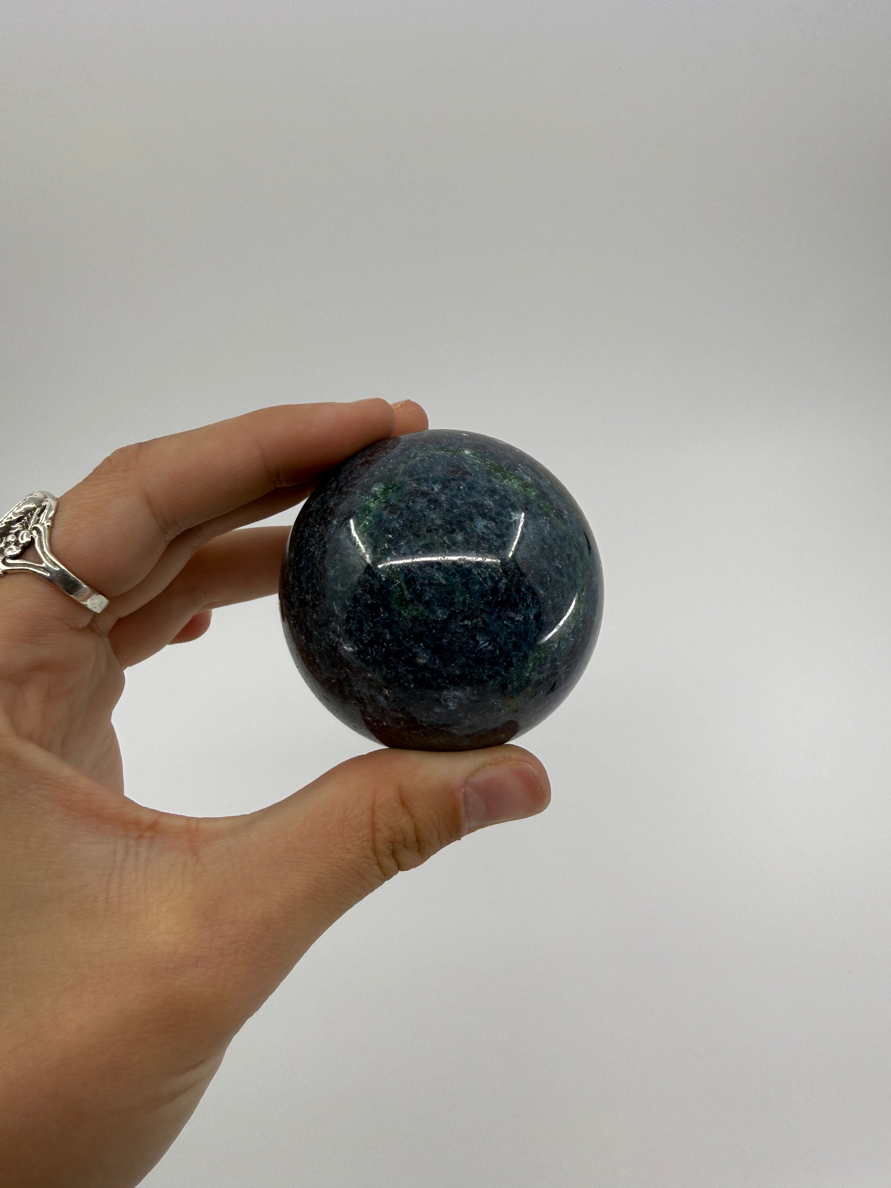 Ruby Fuchsite in Kyanite Sphere (Opt A)