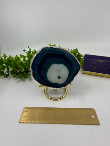 Dyed Blue Agate Slice |Silver Edge| (Opt C)