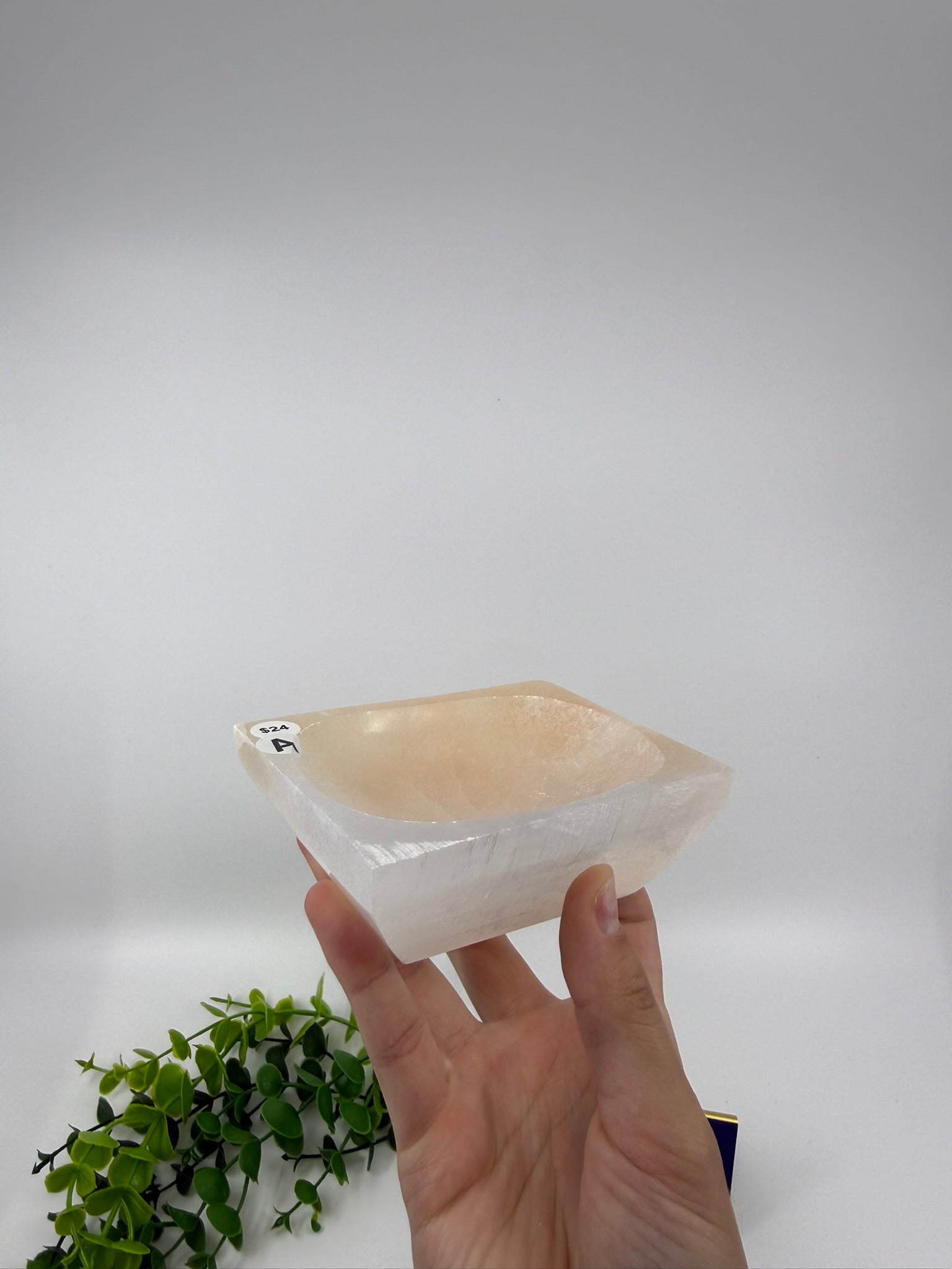Peach Selenite Trinket Dish (Opt A)